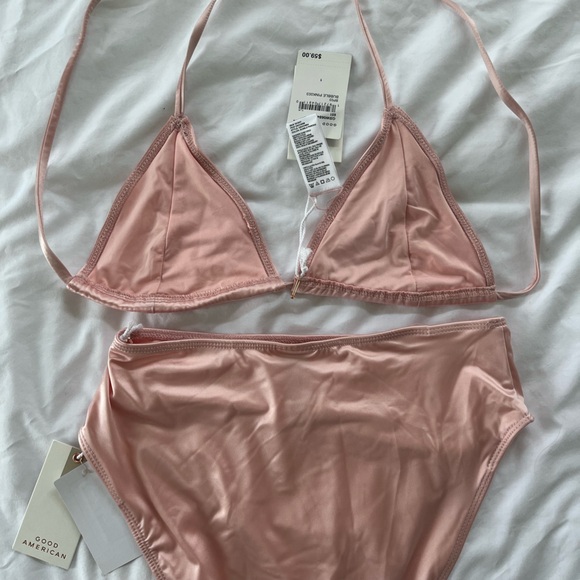 NWT Good American satin bubble gum pink bikini top and bottom set - Picture 6 of 12